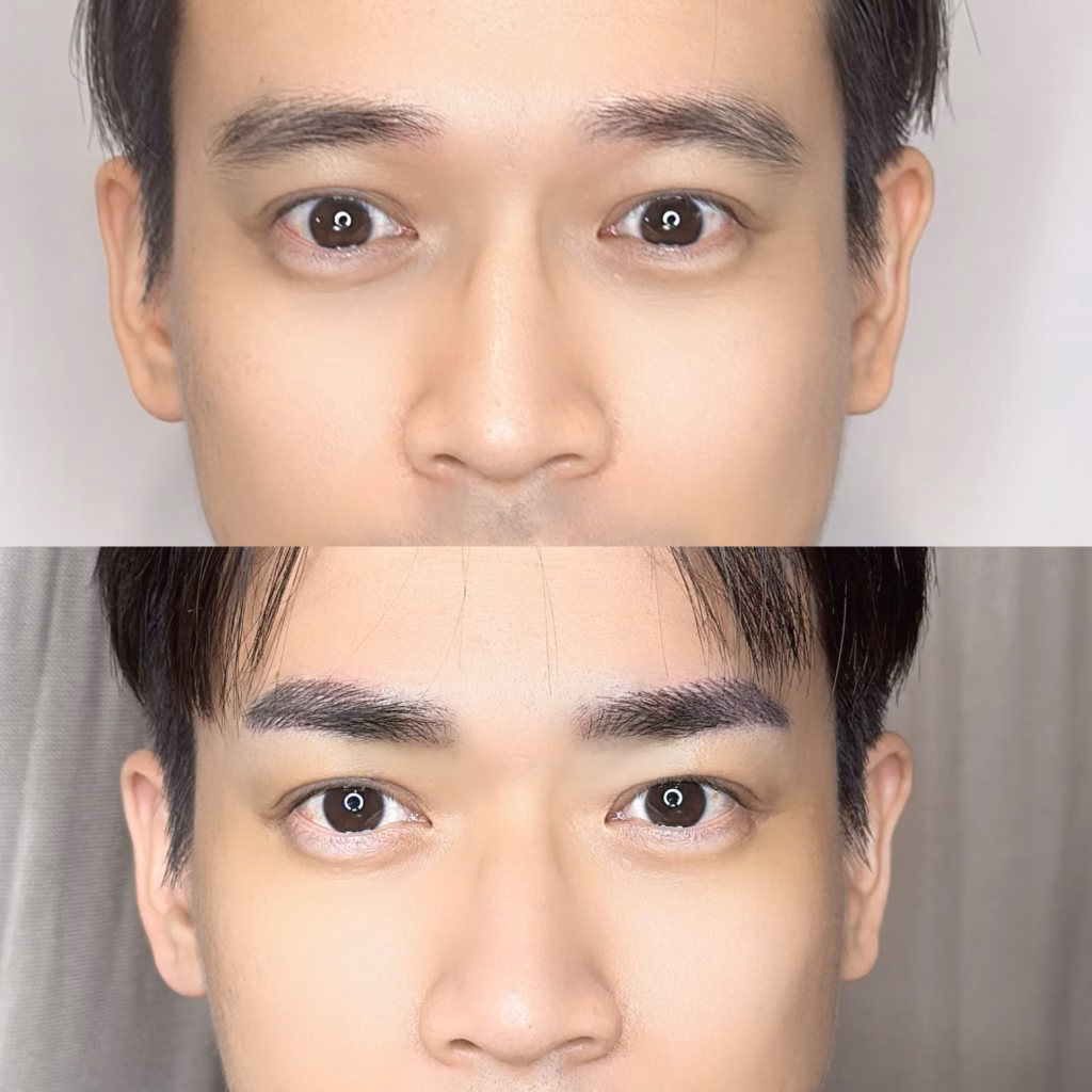 男士手工飄眉前後對比圖/圖來源:作品集
